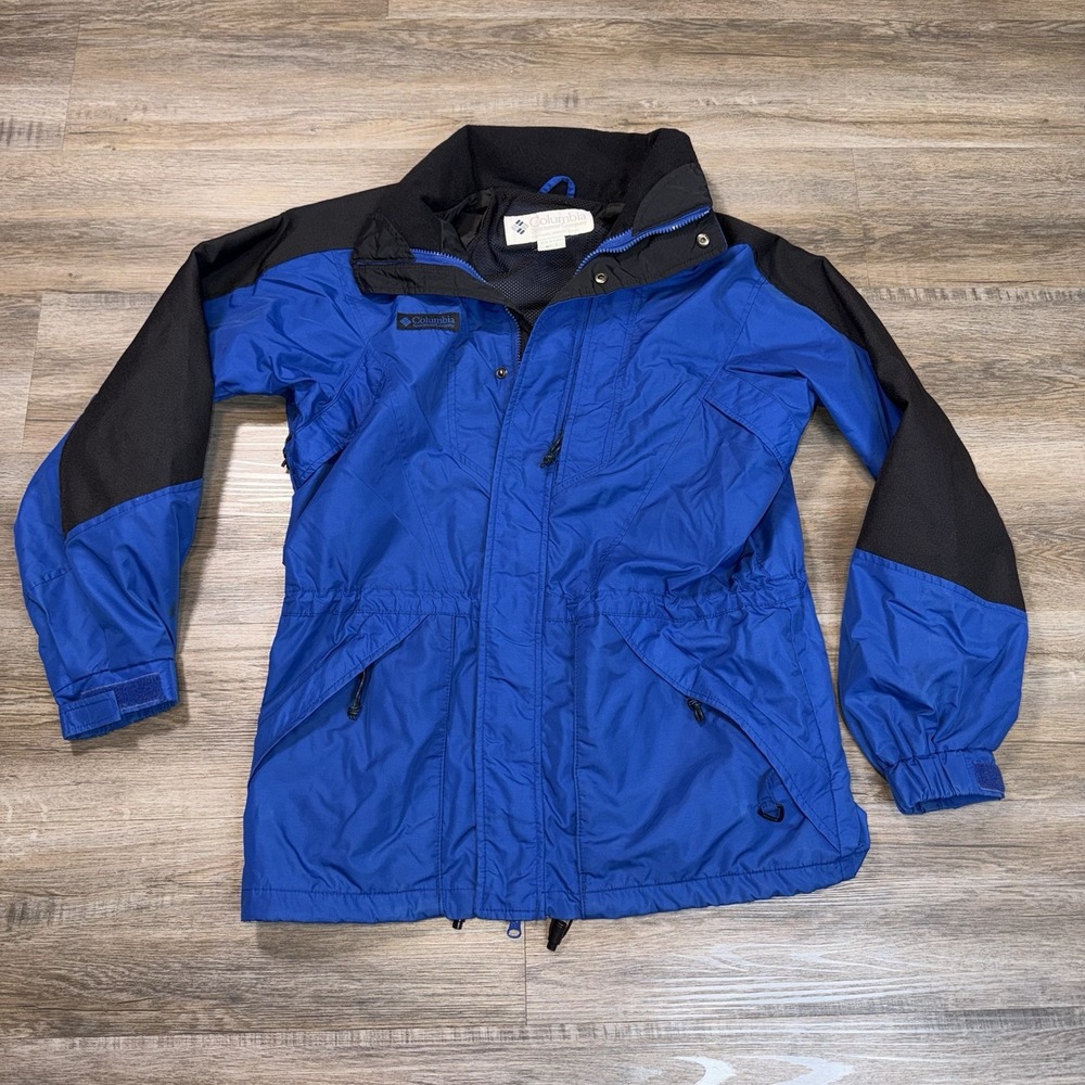 VTG Columbia Double Whammy Jacket Mens S Vibrant Blue Black Color-Block Outdoor